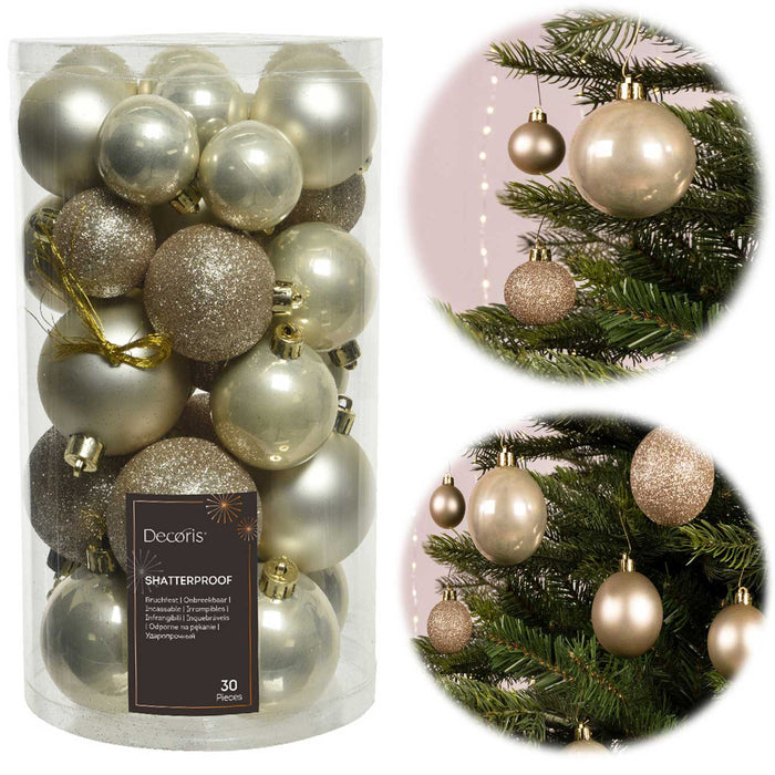 KI-generiertes Bild 30 Kunststoff Weihnachtskugeln Perle 4cm-6cm Baumkugel Dekokugel