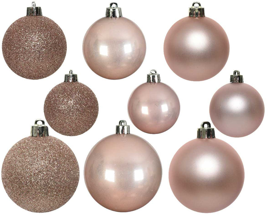 KI-generiertes Bild,30 Kunststoff Weihnachtskugeln Rosa Lachs 4cm-6cm Baumkugel Dekokugel