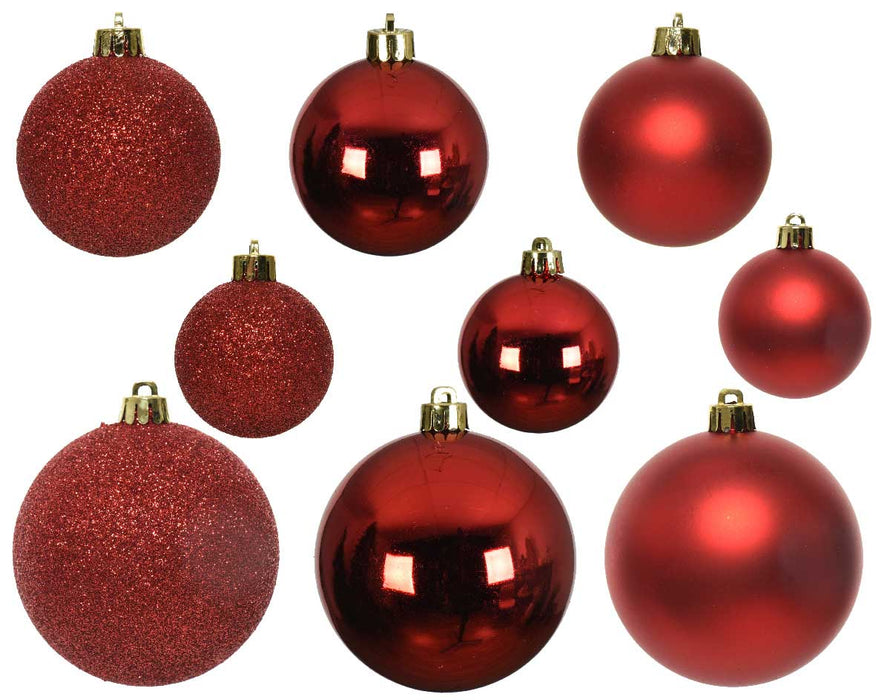 KI-generiertes Bild,30 Kunststoff Weihnachtskugeln Rot 4cm-6cm Baumkugel Dekokugel