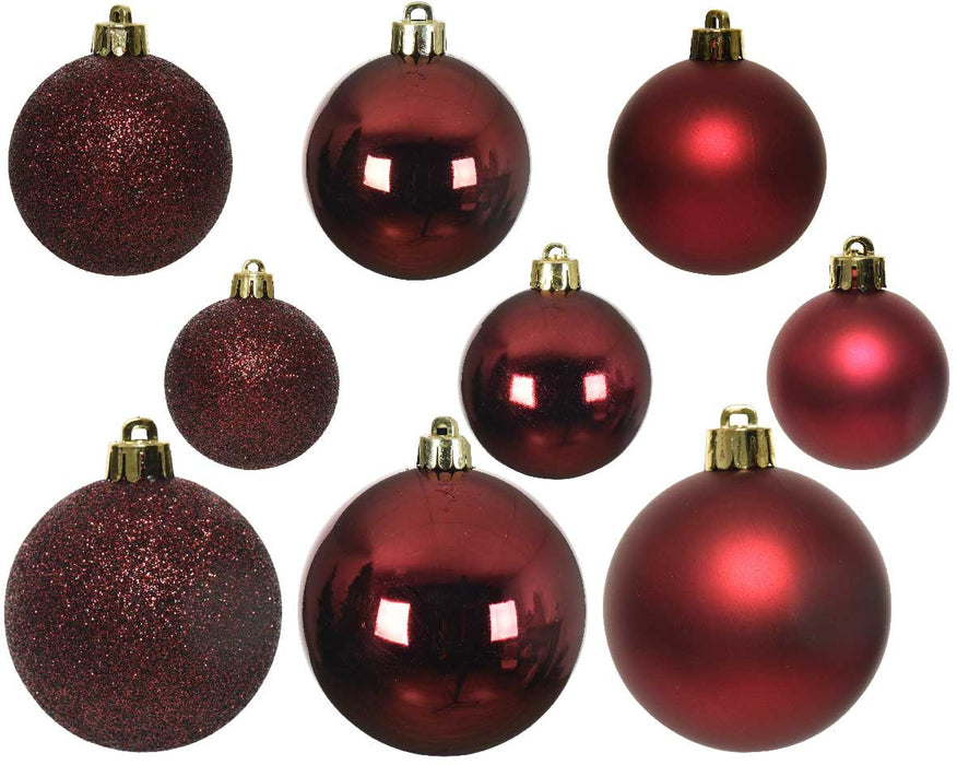 KI-generiertes Bild,30 Kunststoff Weihnachtskugeln Rot 4cm-6cm Baumkugel Dekokugel