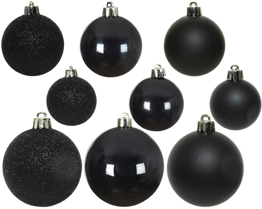 KI-generiertes Bild,30 Kunststoff Weihnachtskugeln Schwarz 4cm-6cm Baumkugel Dekokugel