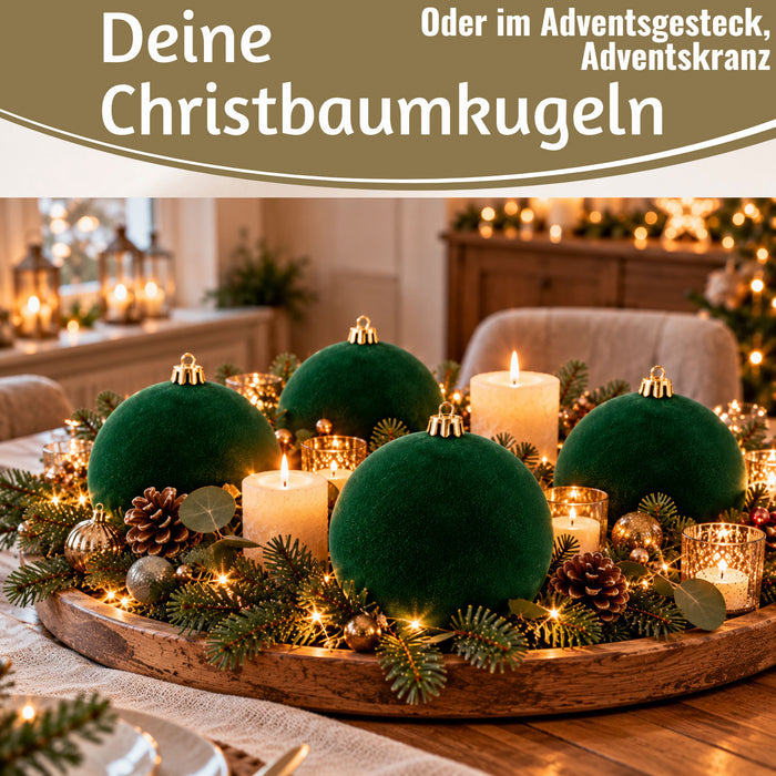 KI-generiertes Bild,8 XL Design Weihnachtskugeln 8cm Samt Bordeaux Rot Kunststoff Baumkugel Deko