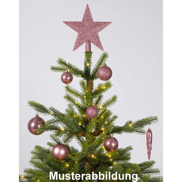 KI-generiertes Bild,33 Christbaumkugeln Kunststoff Rot Weihnachtsrot Spitze Stern Weihnachtskugeln