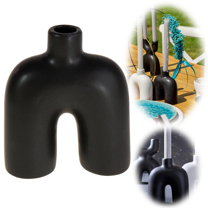 KI-generiertes Bild Bogen Kerzenständer Schwarz 15cm B-Ware geschwungen Stabkerzen-Kerzenhalter