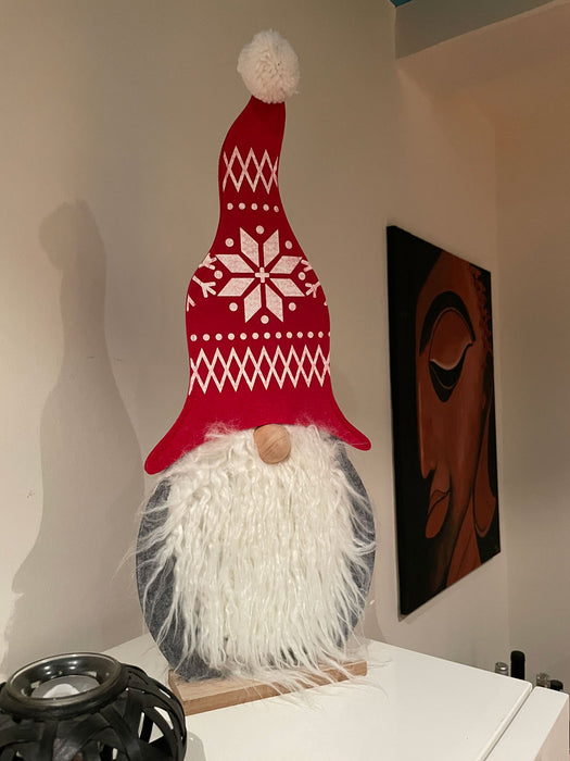 KI-generiertes Bild,XL Holz Weihnachtswichtel 57cm Holz Sockel Deko Weihnachts-Figur Dekoration