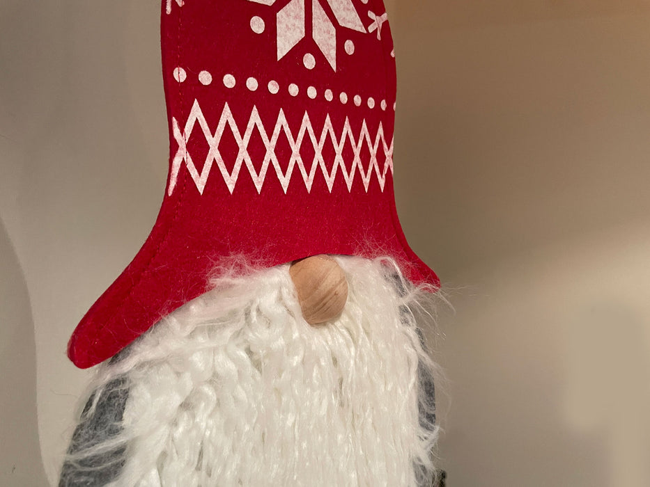 KI-generiertes Bild,XL Holz Weihnachtswichtel 57cm Holz Sockel Deko Weihnachts-Figur Dekoration