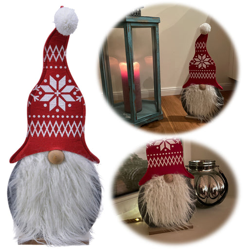 KI-generiertes Bild XL Holz Weihnachtswichtel 57cm Holz Sockel Deko Weihnachts-Figur Dekoration