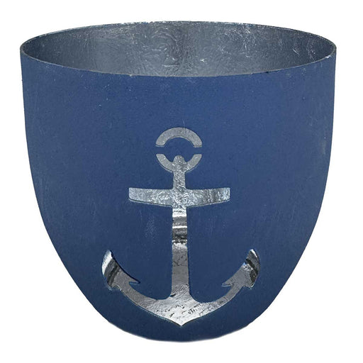 KI-generiertes Bild,XL Metall Teelichthalter Anker 9cm Blau Silber Votiv Kerzenhalter Windlicht