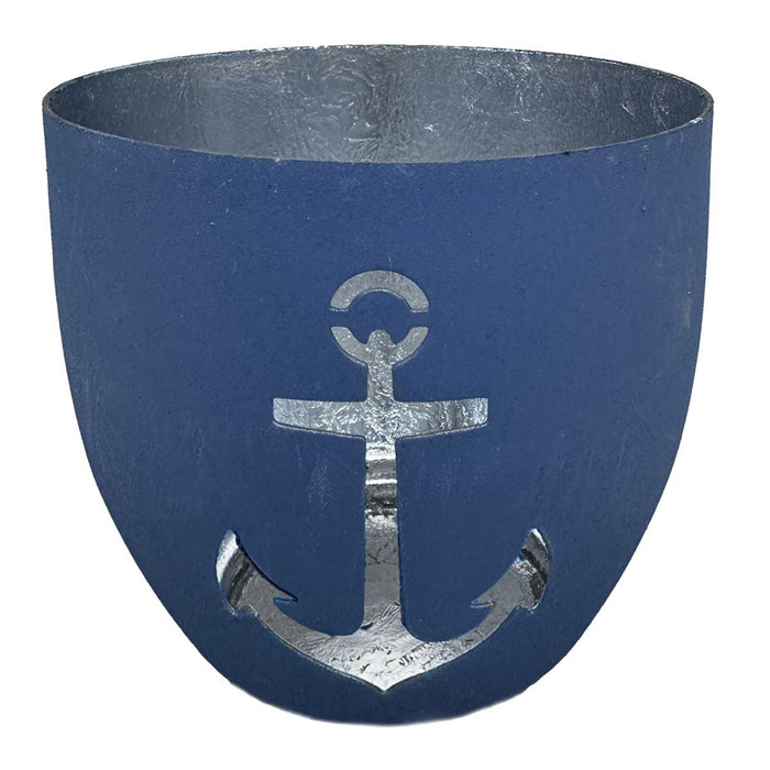 KI-generiertes Bild,XL Metall Teelichthalter Anker 9cm Blau Silber Votiv Kerzenhalter Windlicht
