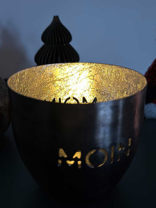 KI-generiertes Bild,XL Metall Teelichthalter Moin 9cm Silber Votiv Kerzenhalter Windlicht