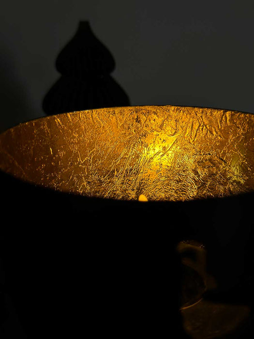 KI-generiertes Bild,XL Metall Teelichthalter Steinbock 9cm Schwarz Gold Votiv Kerzenhalter Windlicht