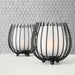 KI-generiertes Bild,2x Eisen Windlicht Gläser Schwarz Set Milch-Glas Teelichthalter Teelichtglas
