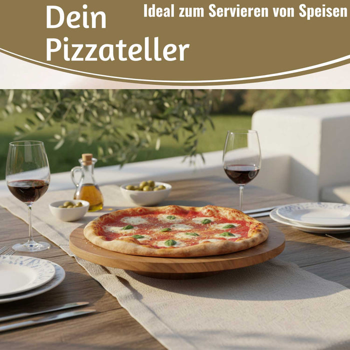 KI-generiertes Bild,Premium Holz Servierplatte 37cm Akazie Drehteller drehbar Drehtablett Drehplatte