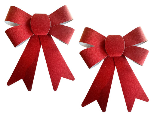 KI-generiertes Bild,2x XXL Weihnachtsschleife Set 29cm Rot - funkelnd Schleife für Weihnachts-Deko