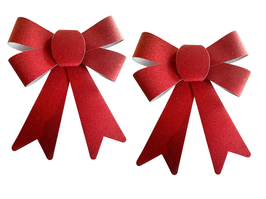 KI-generiertes Bild,2x XL Weihnachtsschleife Set 17cm Rot - funkelnd Schleife für Weihnachts-Deko