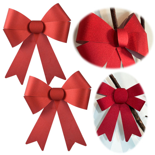 KI-generiertes Bild 2x XL Weihnachtsschleife Set 17cm Rot - funkelnd Schleife für Weihnachts-Deko