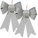 KI-generiertes Bild,2x XXL Weihnachtsschleife Set 29cm Silber - funkelnd Schleife für Weihnachts-Deko