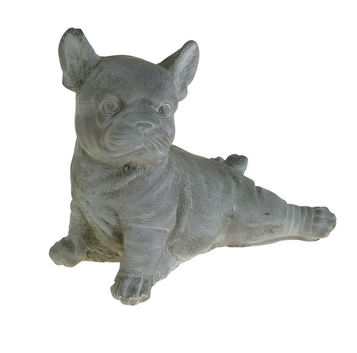 KI-generiertes Bild,Beton Deko Französische Bulldogge Frenchie 20x18cm Grau Weiß Figur Statue Objekt