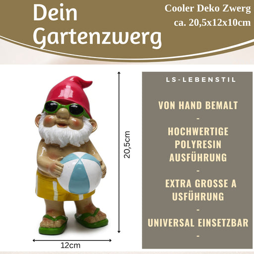 KI-generiertes Bild,XL Deko Figur Gartenzwerg Beachball 20cm Gnom Skulptur Gartenstatue Statue Objekt