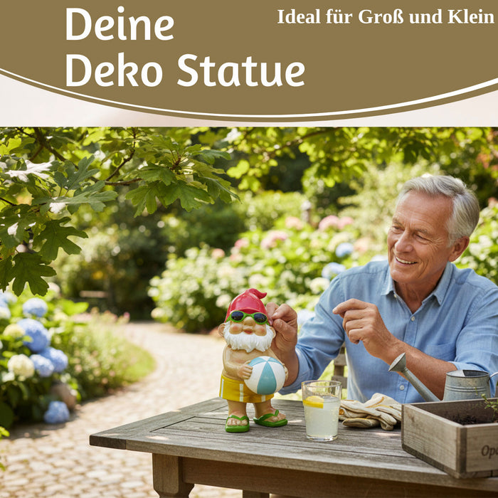 KI-generiertes Bild,XL Deko Figur Gartenzwerg Beachball 20cm Gnom Skulptur Gartenstatue Statue Objekt