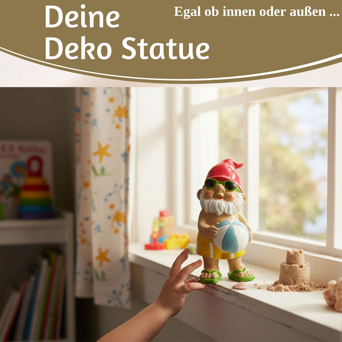 KI-generiertes Bild,XL Deko Figur Gartenzwerg Beachball 20cm Gnom Skulptur Gartenstatue Statue Objekt