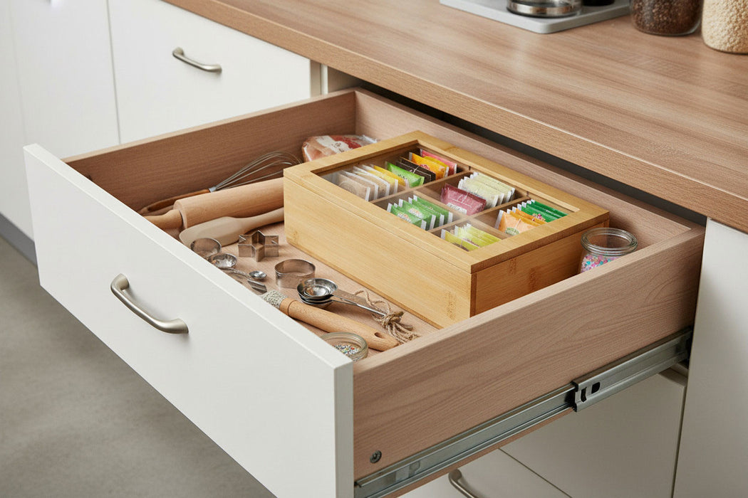 KI-generiertes Bild,Holz Aufbewahrungsbox Teebox 6 Fächer mit Deckel Schmuckkiste Teekiste Teekasten