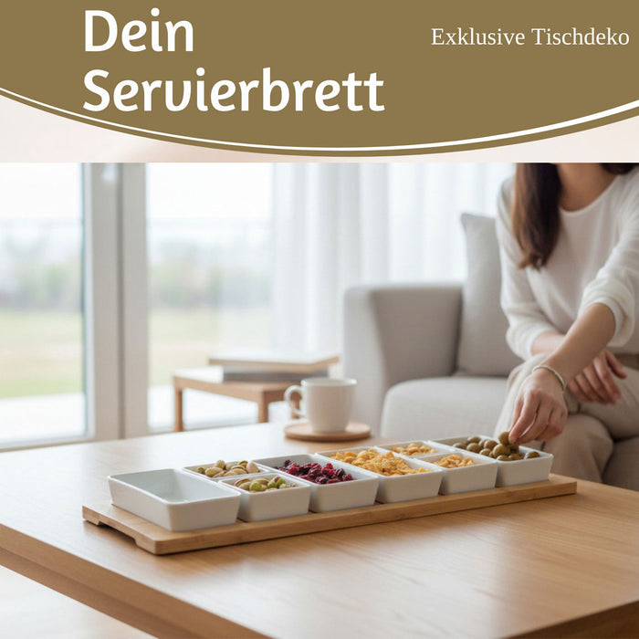 KI-generiertes Bild,XL Tapas Snacktablett Snackteller 9-fach Set 58cm Eckig Serviertablett Snackschalen