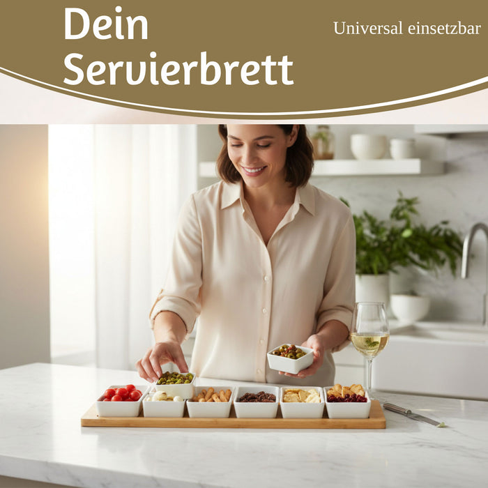 KI-generiertes Bild,XL Tapas Snacktablett Snackteller 9-fach Set 58cm Eckig Serviertablett Snackschalen