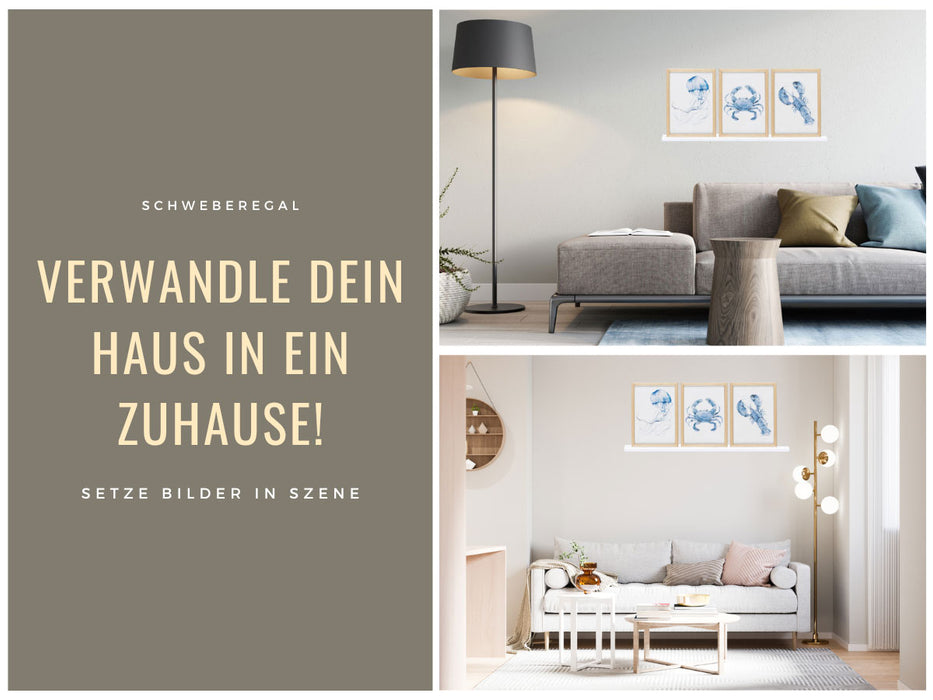 KI-generiertes Bild,Holz Wandregal Wandboard Eksjö 58cm Weiß Deko Regal Schweberegal Küchenregal