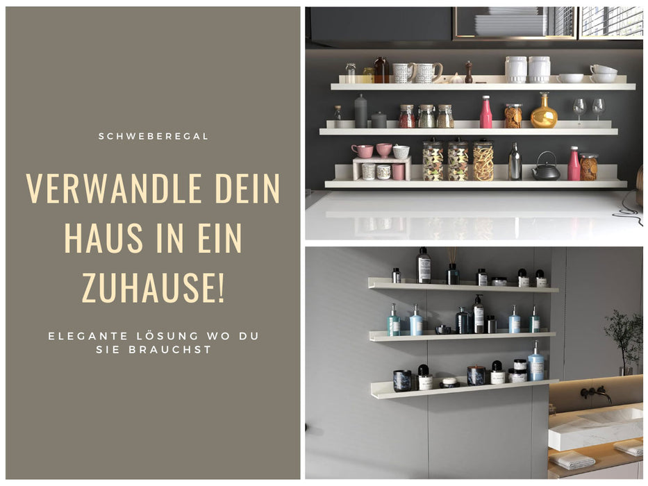 KI-generiertes Bild,Holz Wandregal Wandboard Eksjö 58cm Weiß Deko Regal Schweberegal Küchenregal