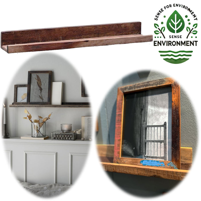 KI-generiertes Bild Holz Wandregal Bilderregal 60cm Braun Fundholz Wandboard Bilderrahmenleiste Ablage