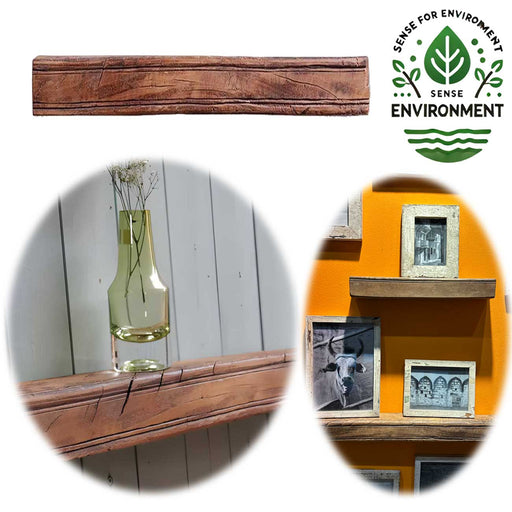 KI-generiertes Bild Holz Wandregal Bilderregal 45cm Braun Fundholz Wandboard Bilderrahmenleiste Ablage