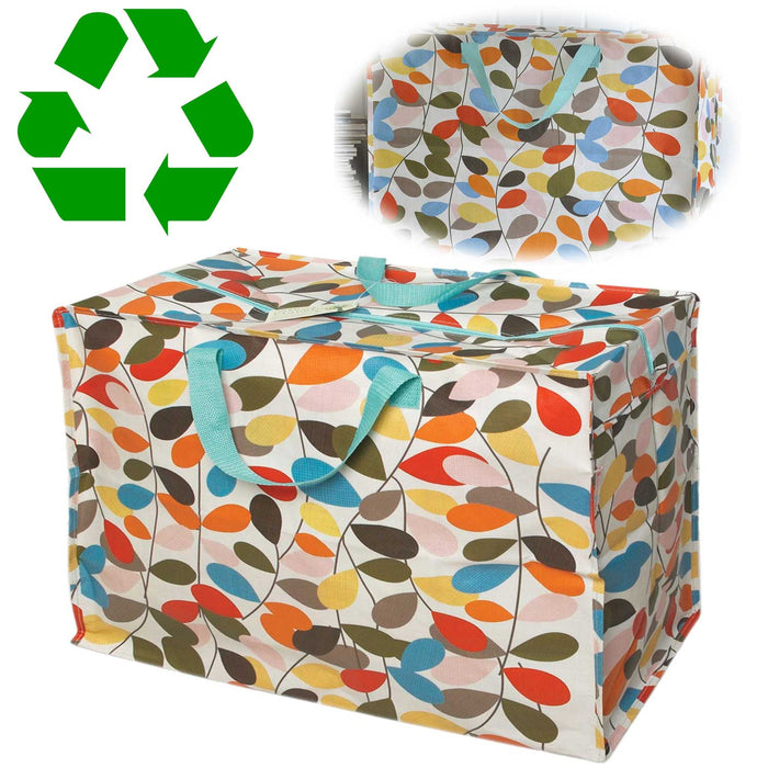 KI-generiertes Bild XXL Jumbo Bag Vintage Ivy Blumen 55cm Kunststoff Aufbewahrungstasche Einkaufstasche
