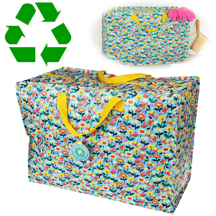 KI-generiertes Bild XXL Jumbo Bag Blumen 55cm Kunststoff Aufbewahrungstasche Einkaufstasche