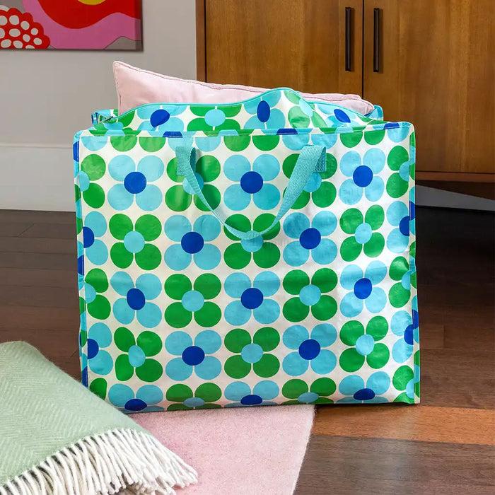 KI-generiertes Bild,XXL Jumbo Bag Gänseblümchen Blau 55cm Aufbewahrungstasche Einkaufstasche