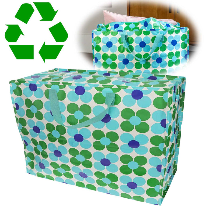 KI-generiertes Bild XXL Jumbo Bag Gänseblümchen Blau 55cm Kunststoff Aufbewahrungstasche Einkaufstasche