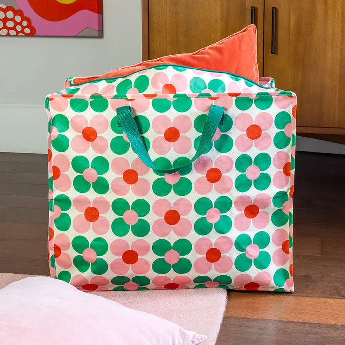 KI-generiertes Bild,XXL Jumbo Bag Gänseblümchen Rosa 55cm Aufbewahrungstasche Einkaufstasche