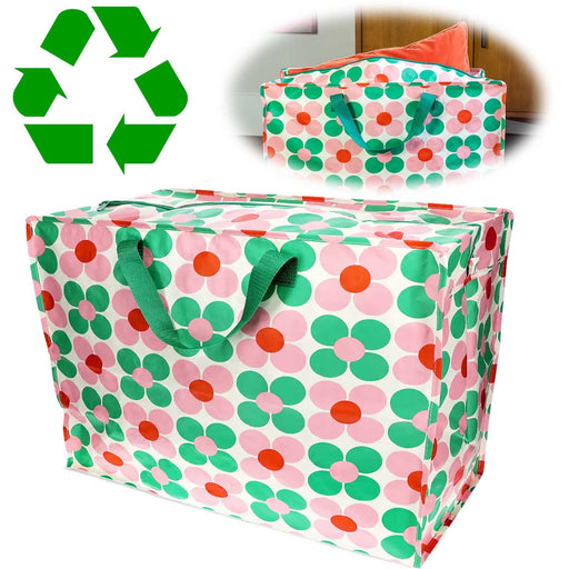 KI-generiertes Bild XXL Jumbo Bag Gänseblümchen Rosa 55cm Kunststoff Aufbewahrungstasche Einkaufstasche