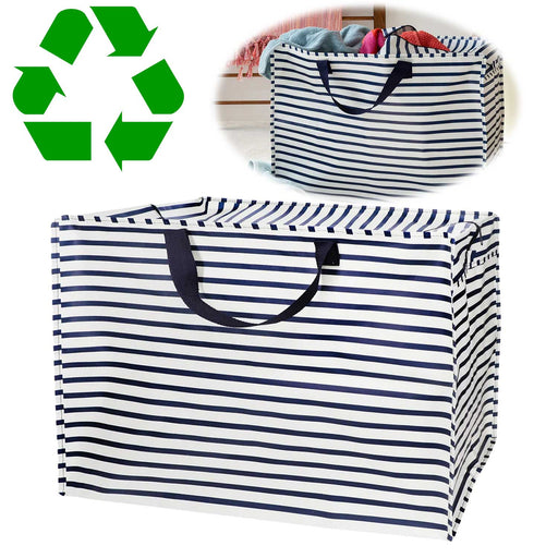 KI-generiertes Bild XXL Jumbo Bag Nautical Stripes gestreift 55cm Kunststoff Aufbewahrungstasche Einkaufstasche