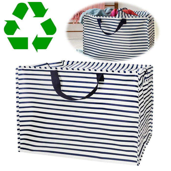 KI-generiertes Bild XXL Jumbo Bag Nautical Stripes gestreift 55cm Kunststoff Aufbewahrungstasche Einkaufstasche