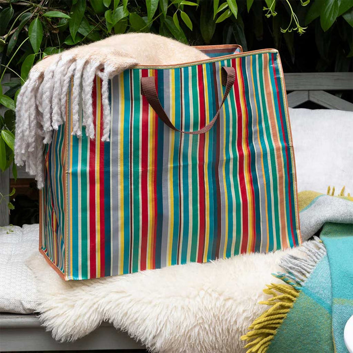 KI-generiertes Bild,XXL Jumbo Bag Retro 70´ziger Steifen 55cm Aufbewahrungstasche Einkaufstasche