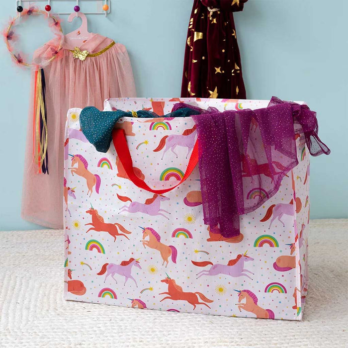 KI-generiertes Bild,XXL Jumbo Bag Unicorns / Einhörner 55cm Aufbewahrungstasche Einkaufstasche