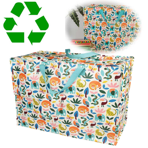 KI-generiertes Bild XXL Jumbo Bag Wilde Tiere 55cm Kunststoff Aufbewahrungstasche Einkaufstasche