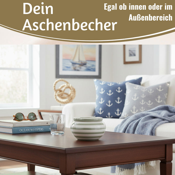 KI-generiertes Bild,XL Sturmaschenbecher 14x9cm Grau Weiß Windaschenbecher Aschenbecher