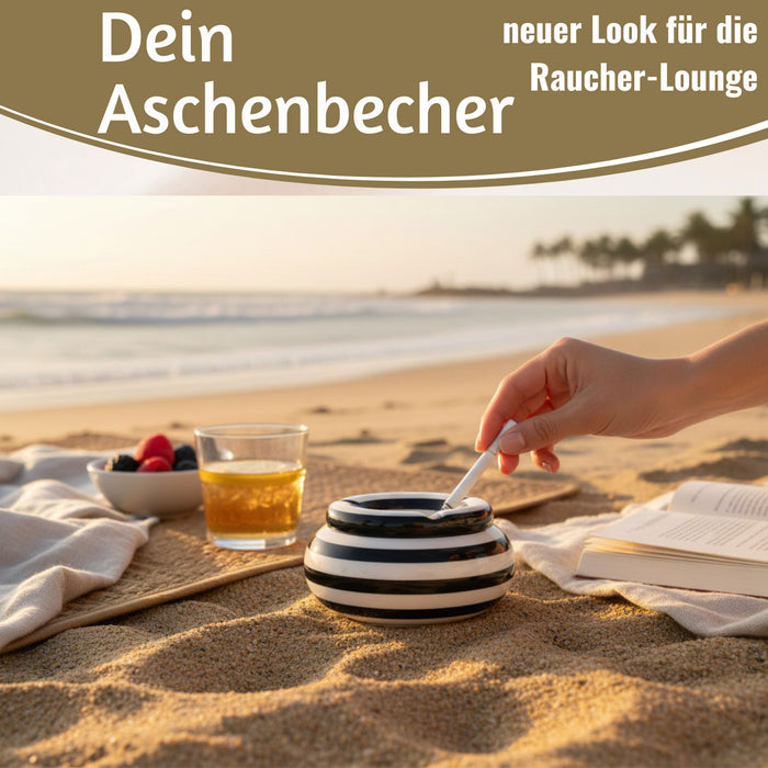 KI-generiertes Bild,XL Sturmaschenbecher 14x9cm Schwarz Weiß Windaschenbecher Aschenbecher