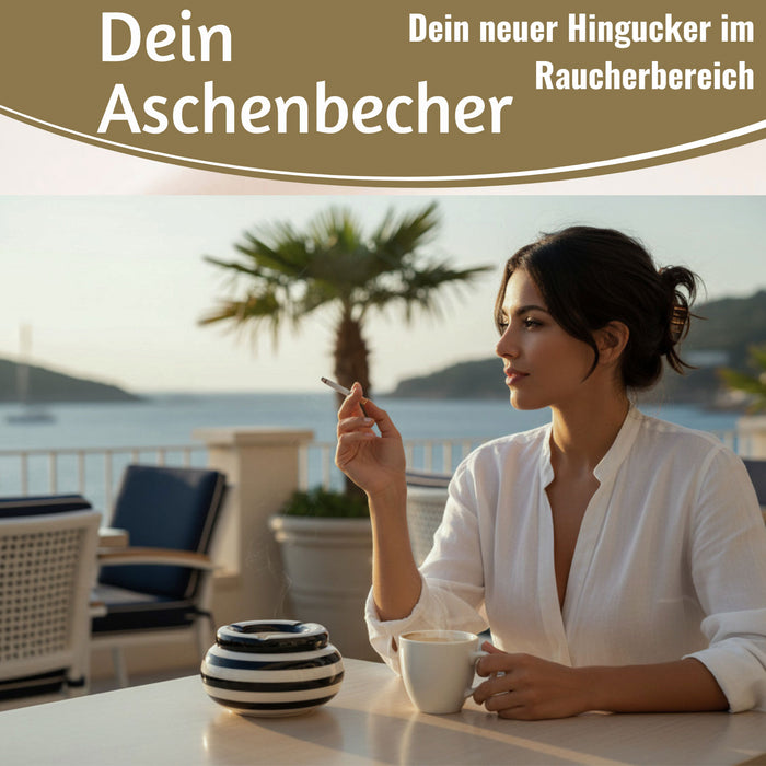 KI-generiertes Bild,XL Sturmaschenbecher 14x9cm Schwarz Weiß Windaschenbecher Aschenbecher