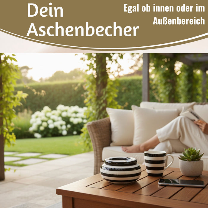 KI-generiertes Bild,XL Sturmaschenbecher 14x9cm Schwarz Weiß Windaschenbecher Aschenbecher