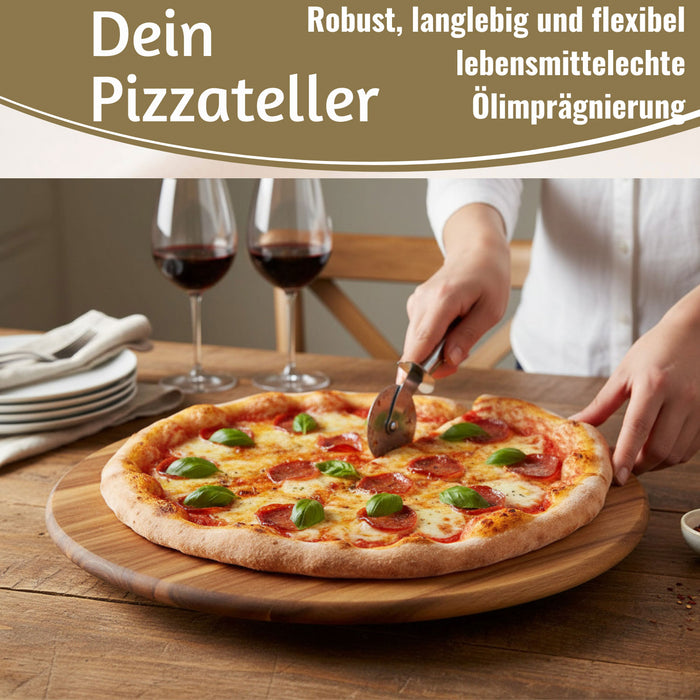 KI-generiertes Bild,XXL Akazie Servierplatte Drehteller 40cm Holz drehbar Drehtablett Drehplatte
