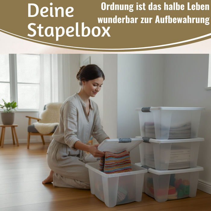 KI-generiertes Bild,XL Stapelbox Allzweckbox 40x28x20cm ?? mit Deckel Transportbox Stapelkiste