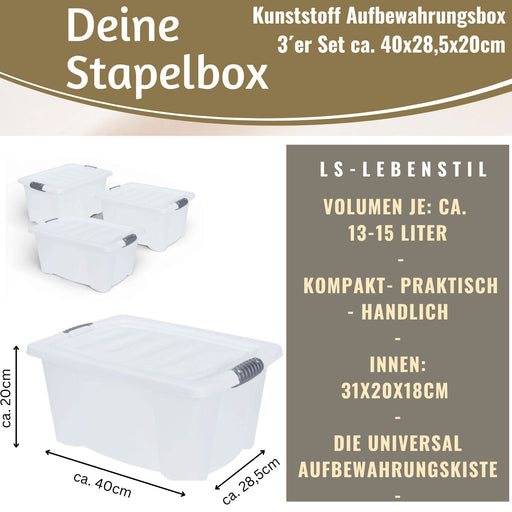 KI-generiertes Bild,XL Stapelbox Allzweckbox 3´er Set 40x28cm ?? mit Deckel Transportbox Stapelkiste